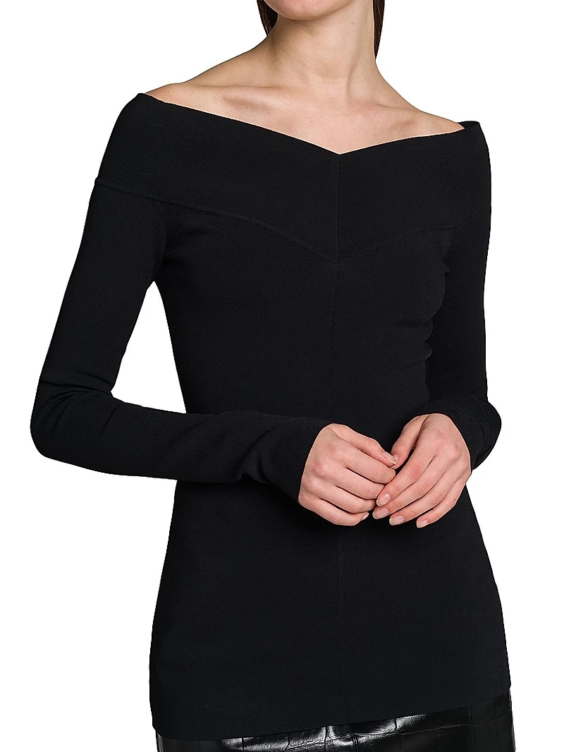 Compact Knit Off-the-Shoulder Top