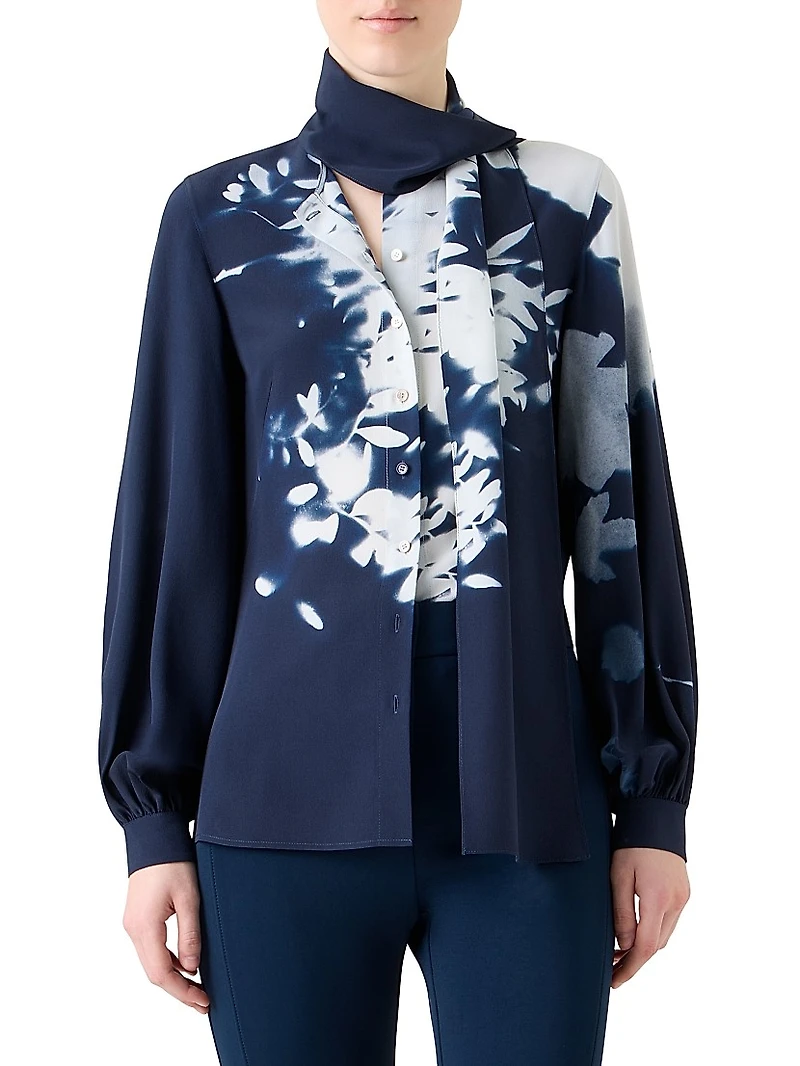 Wildflower Print Silk Crêpe Blouse