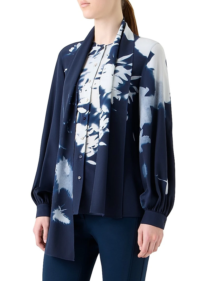 Wildflower Print Silk Crêpe Blouse