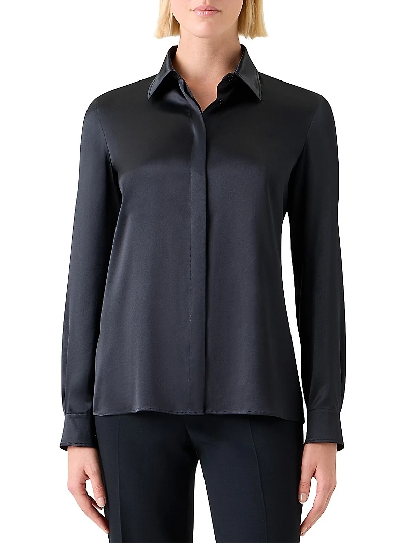 Fitted Stretch Silk Shirt