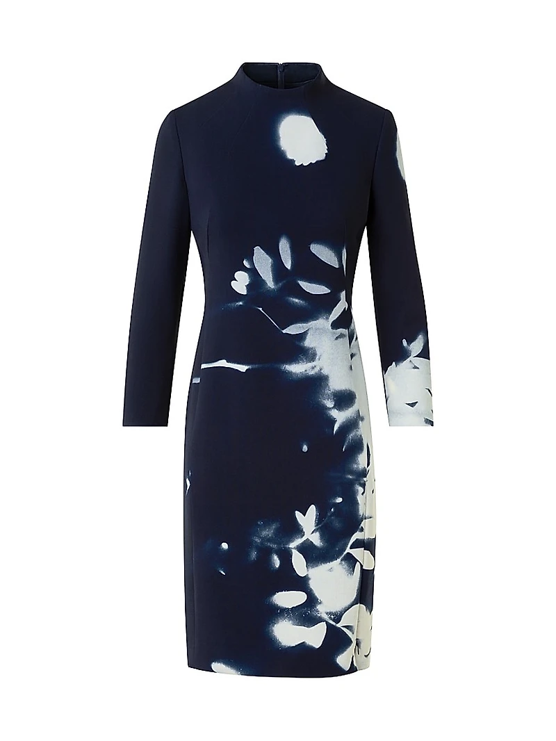 Wildflower Print Wool Sheath Dress