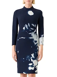 Wildflower Print Wool Sheath Dress