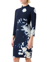 Wildflower Print Wool Sheath Dress