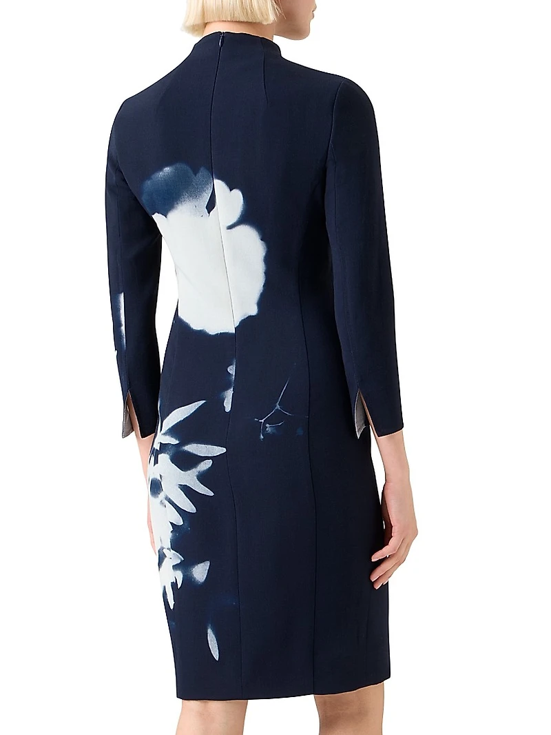 Wildflower Print Wool Sheath Dress