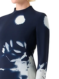 Wildflower Print Wool Sheath Dress