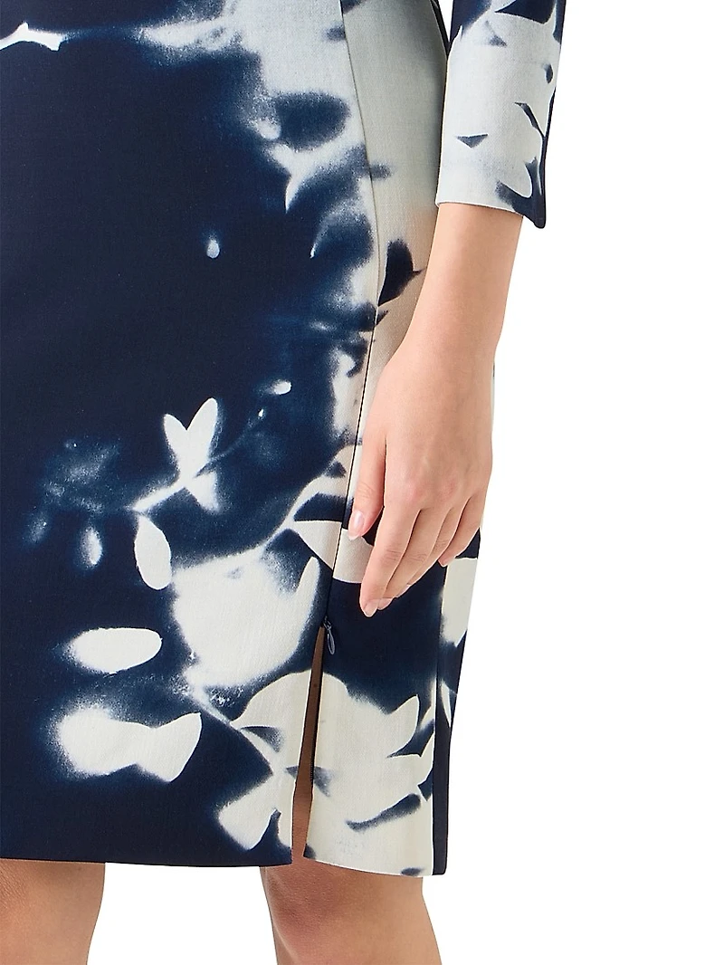 Wildflower Print Wool Sheath Dress