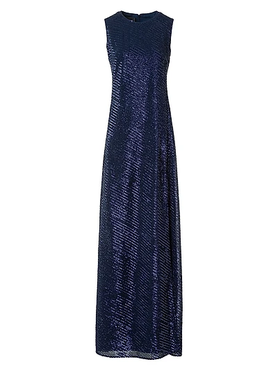 Diagonal Sequined A-Line Gown