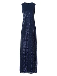 Diagonal Sequined A-Line Gown