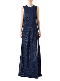 Diagonal Sequined A-Line Gown