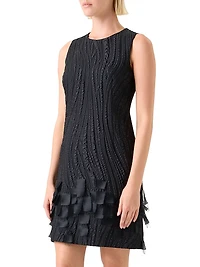 Textured Silk-Blend Sheath Dress