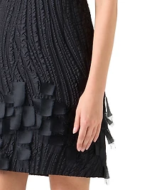 Textured Silk-Blend Sheath Dress