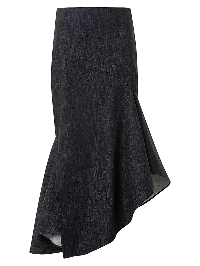 Denim Asymmetric Midi-Skirt