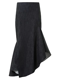Denim Asymmetric Midi-Skirt