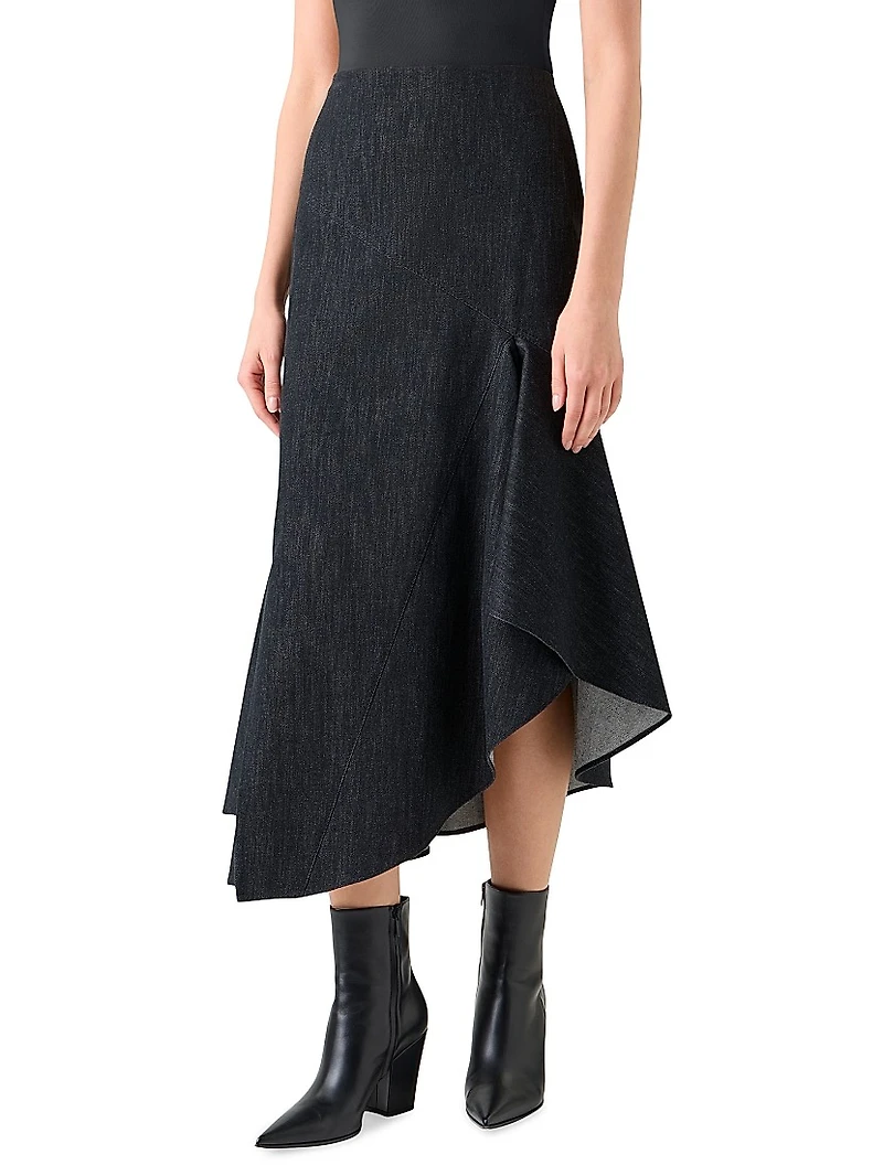 Denim Asymmetric Midi-Skirt