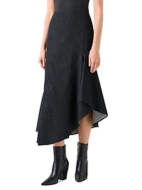 Denim Asymmetric Midi-Skirt