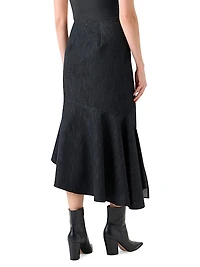 Denim Asymmetric Midi-Skirt