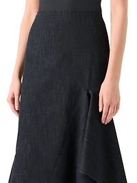 Denim Asymmetric Midi-Skirt