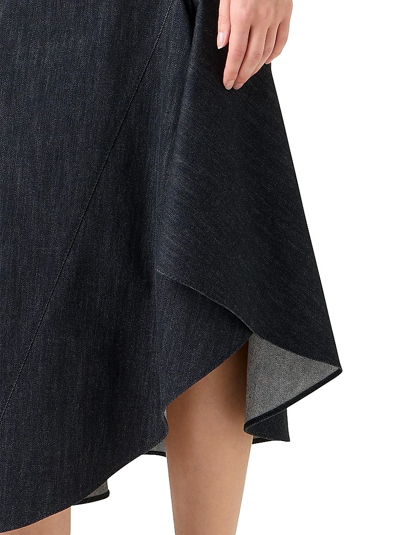 Denim Asymmetric Midi-Skirt