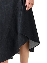 Denim Asymmetric Midi-Skirt