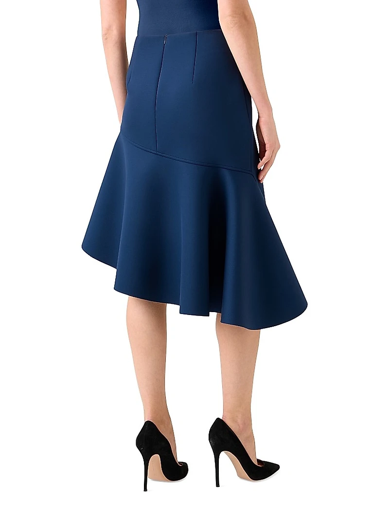 Neoprene Asymmetric Flared Skirt