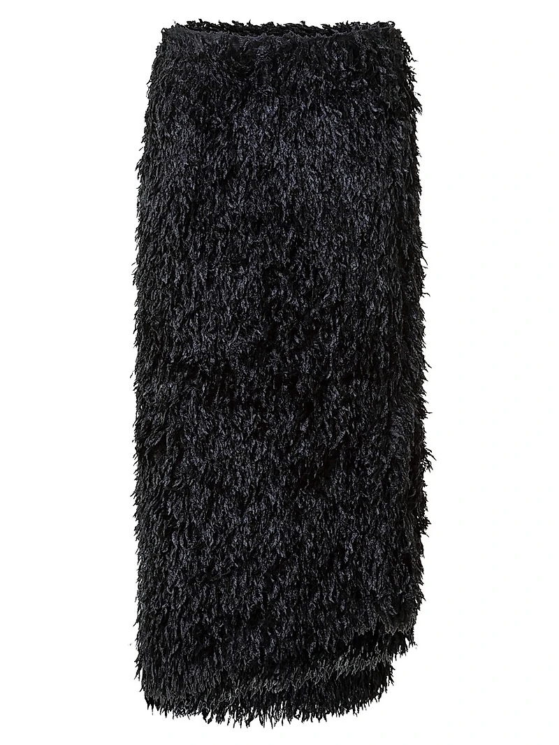 Feather-Fringe Pencil Midi-Skirt