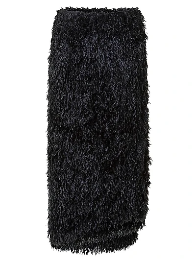 Feather-Fringe Pencil Midi-Skirt