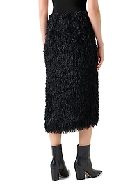 Feather-Fringe Pencil Midi-Skirt