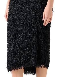 Feather-Fringe Pencil Midi-Skirt