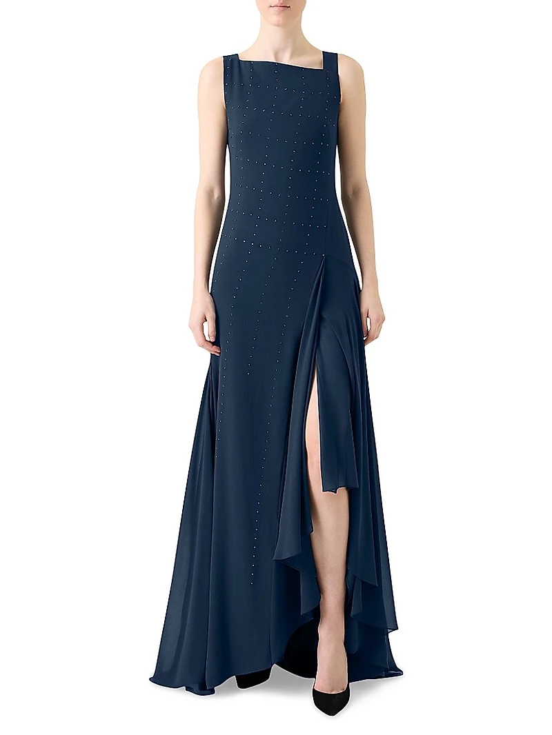 Crystal-Embellished Silk Gown