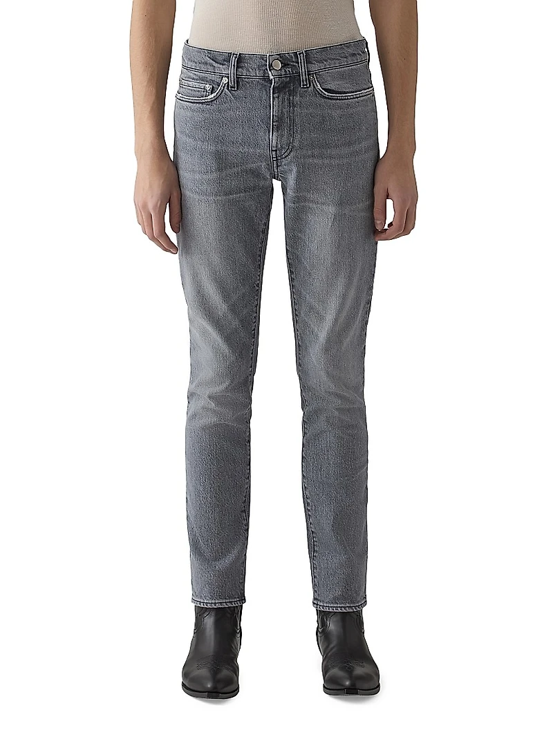Washed Stretch-Denim Mid-Rise Slim-Fit Jeans