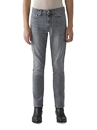Washed Stretch-Denim Mid-Rise Slim-Fit Jeans