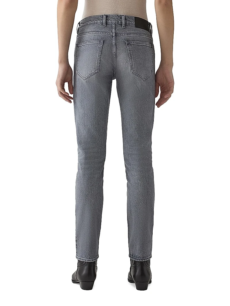 Washed Stretch-Denim Mid-Rise Slim-Fit Jeans