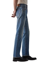Washed Denim Mid-Rise Straight-Leg Jeans