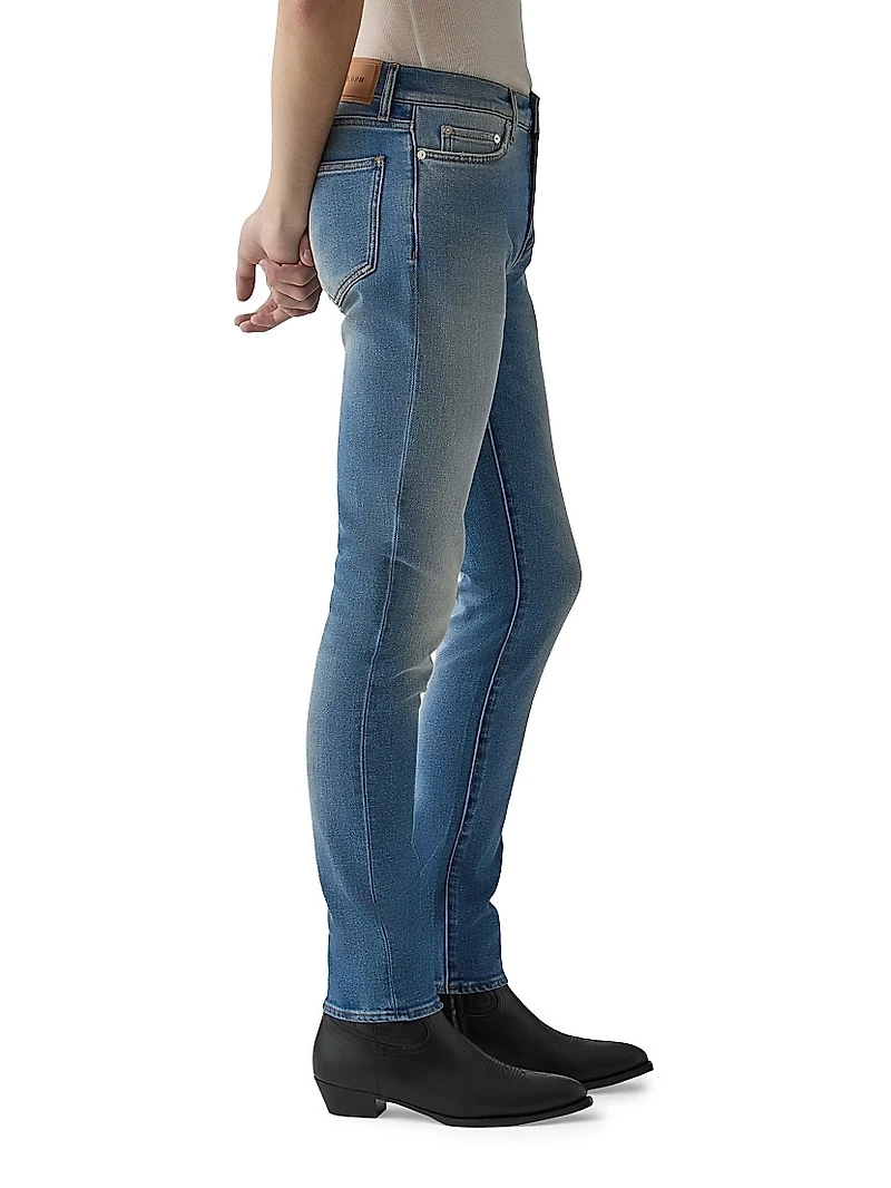 Washed Stretch-Denim Mid-Rise Slim-Fit Jeans