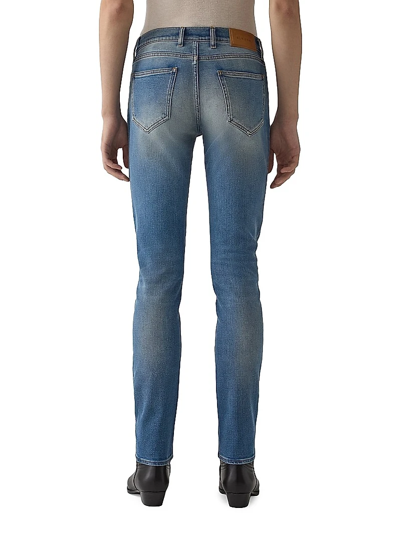 Washed Stretch-Denim Mid-Rise Slim-Fit Jeans