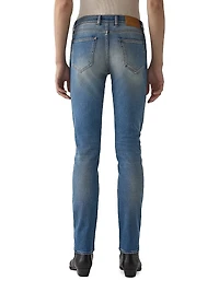 Washed Stretch-Denim Mid-Rise Slim-Fit Jeans