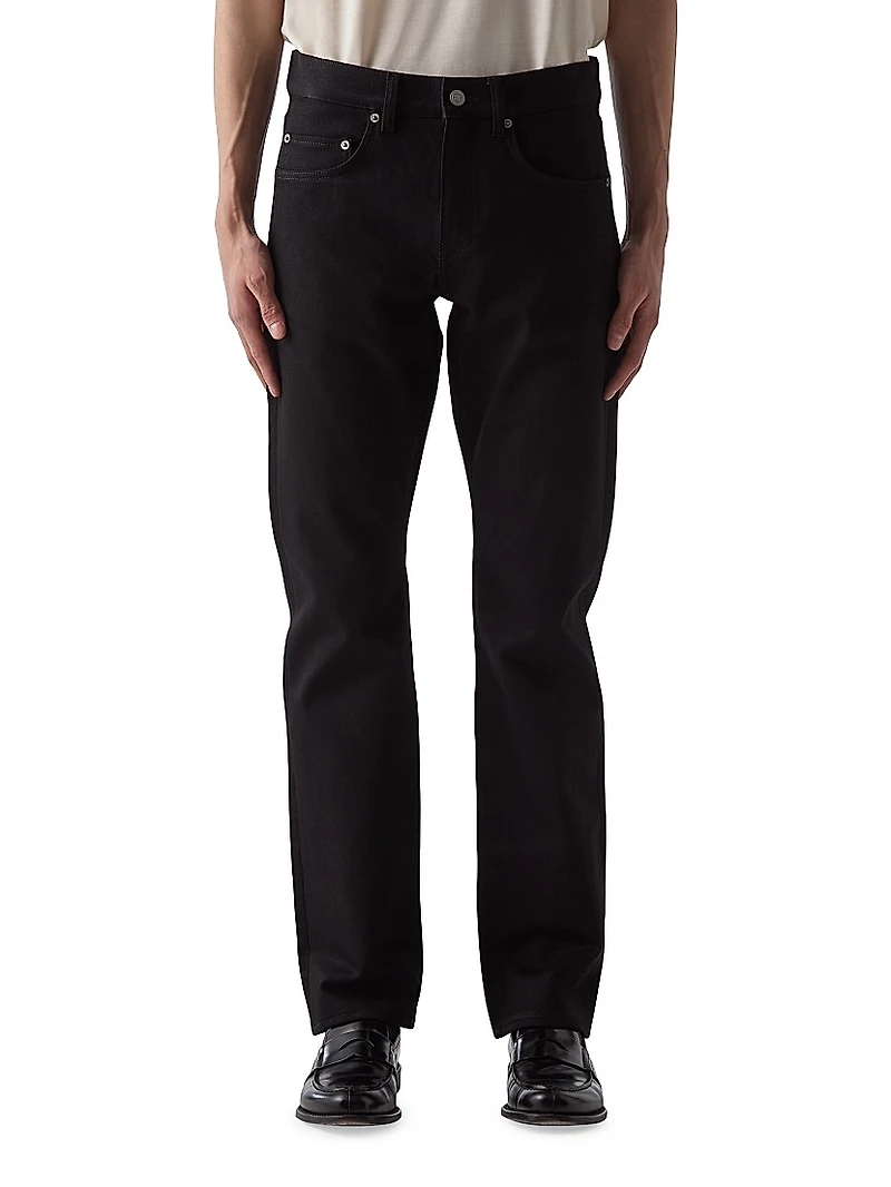 Stretch-Denim Mid-Rise Straight-Leg Jeans