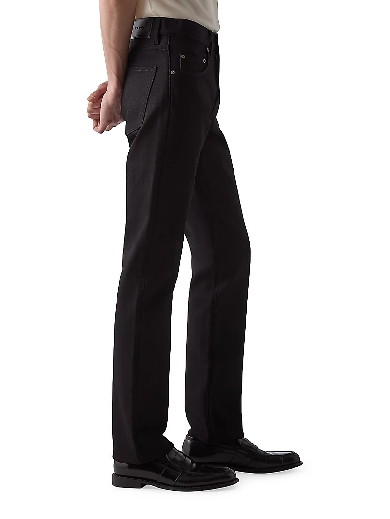 Stretch-Denim Mid-Rise Straight-Leg Jeans
