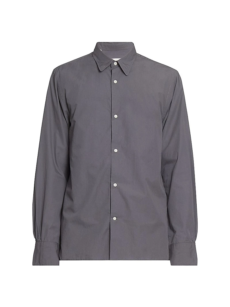 Soft Collar Cotton Button-Front Shirt