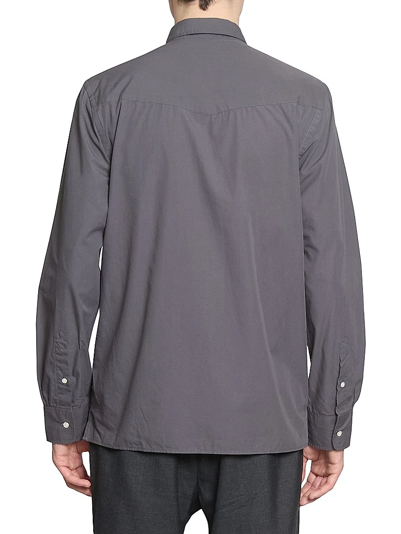 Soft Collar Cotton Button-Front Shirt