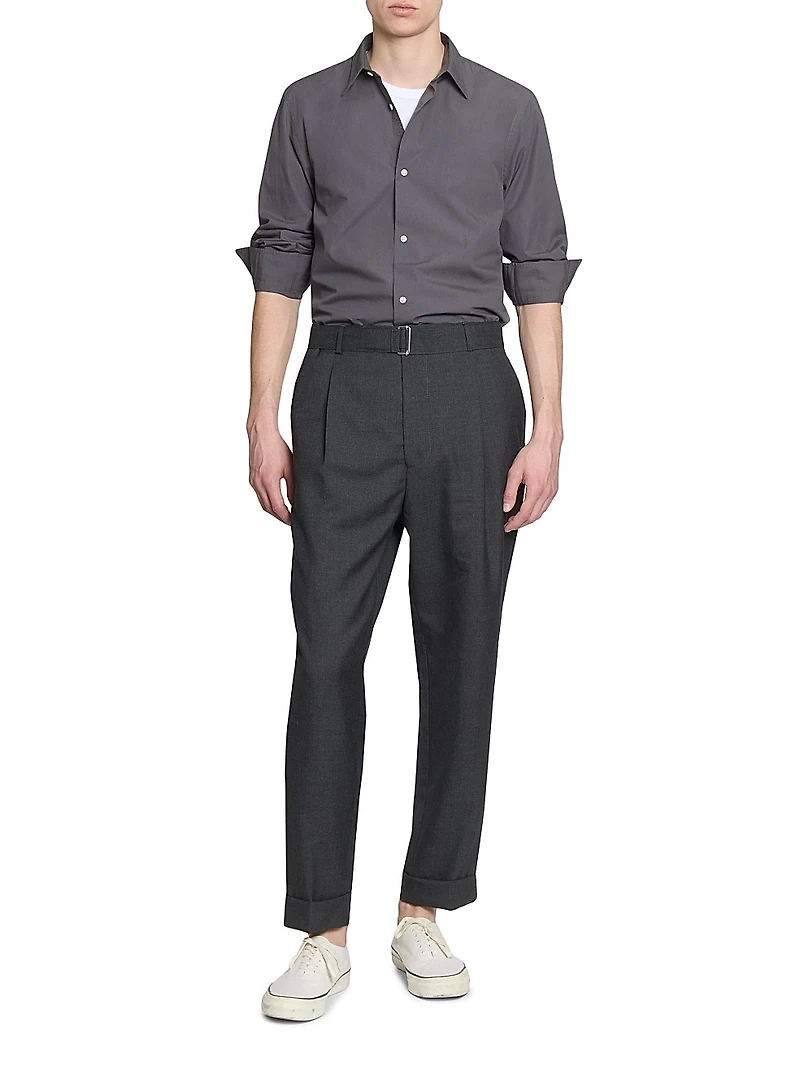Soft Collar Cotton Button-Front Shirt