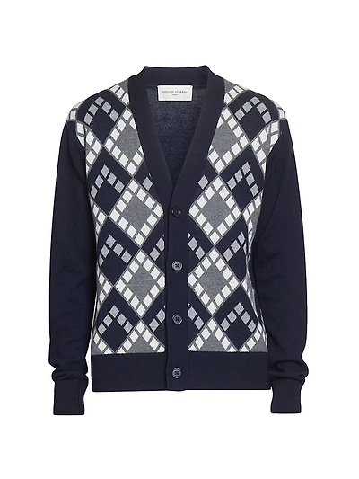 Miles Intarsia Wool Cardigan