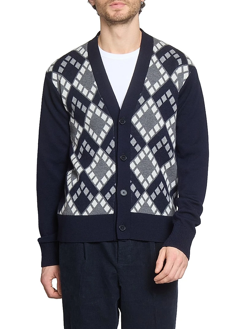 Miles Intarsia Wool Cardigan