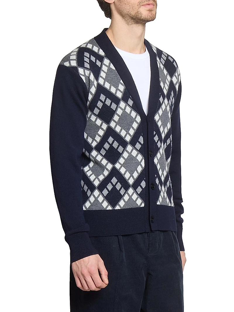 Miles Intarsia Wool Cardigan