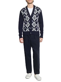 Miles Intarsia Wool Cardigan