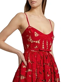 Bow Embroidered Cotton Midi-Dress
