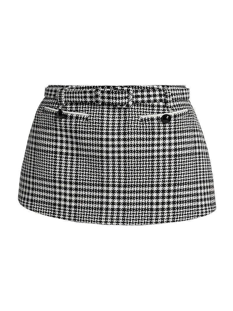 Houndstooth Wool-Blend Mini Skort