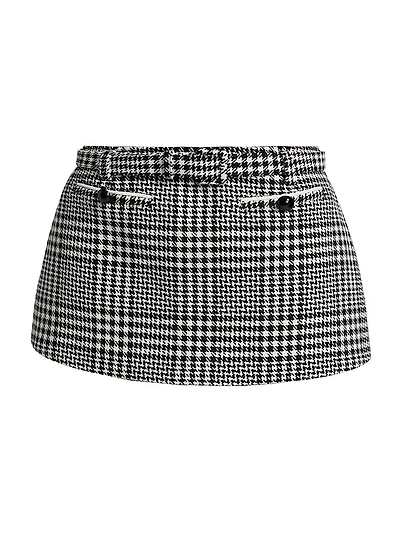 Houndstooth Wool-Blend Mini Skort