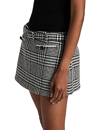 Houndstooth Wool-Blend Mini Skort