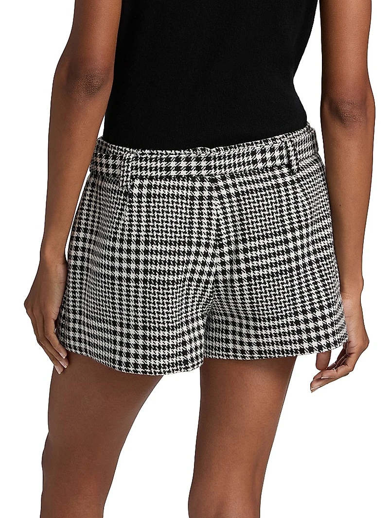 Houndstooth Wool-Blend Mini Skort